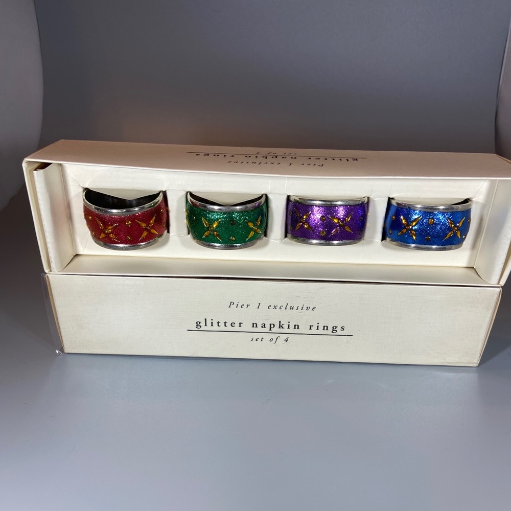 Pier 1 Glitter Napkin Rings- Set of 4